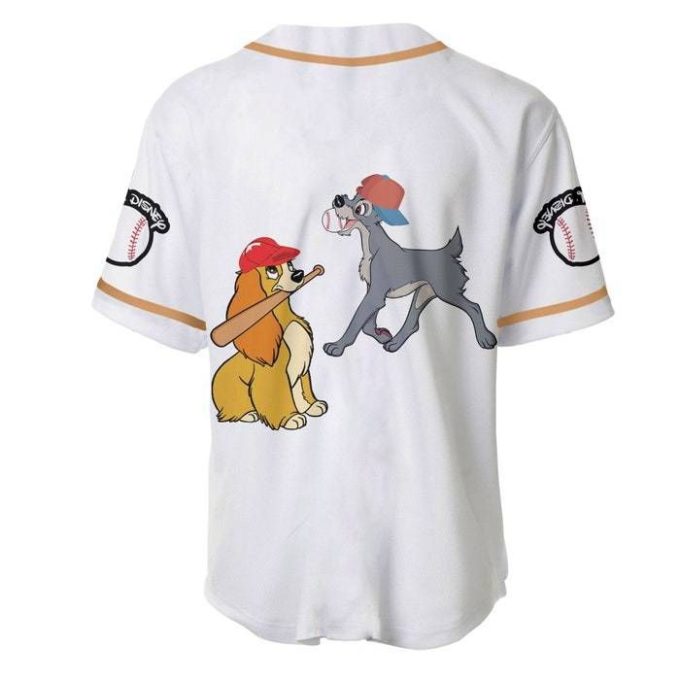 Lady &Amp; The Tramp Dogs Brown White Cute Disney Unisex Cartoon Graphic Casual Outfits Custom Baseball Jersey Gifts For Fans 4