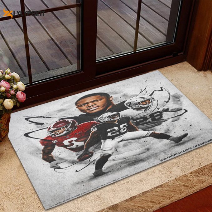 Las Vegas Raiders Players Art Foldable Doormat Indoor Outdoor Welcome Mat Home Decor 1
