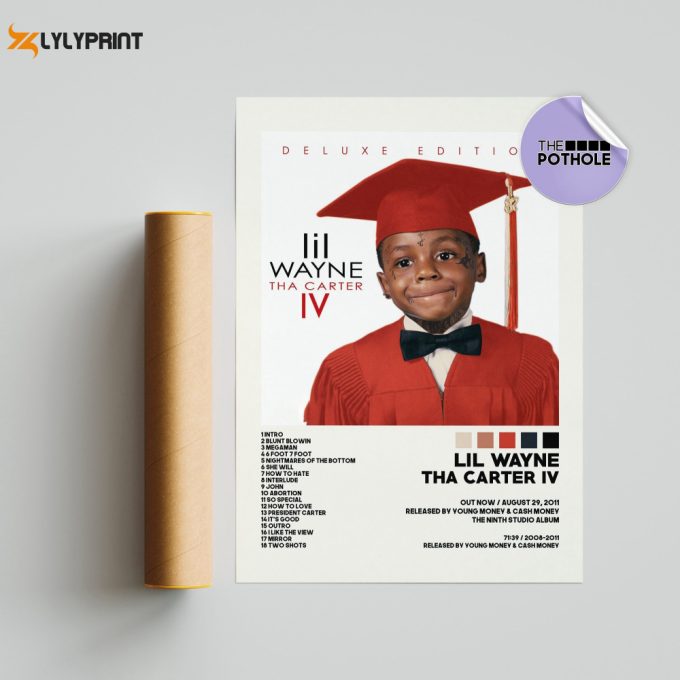 Lil Wayne Posters / Tha Carter Iv Poster / Album Cover Poster / Poster Print Wall Art / Custom Poster / Home Decor, Lil Wayne, Tha Carter Iv 1