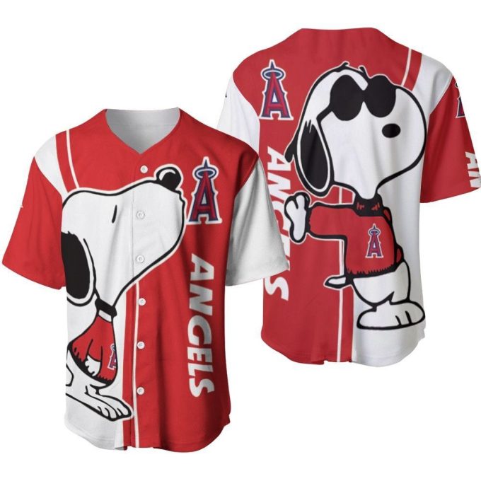 Los Angeles Angels Snoopy Lover Printed Baseball Jersey Gifts For Fans 2