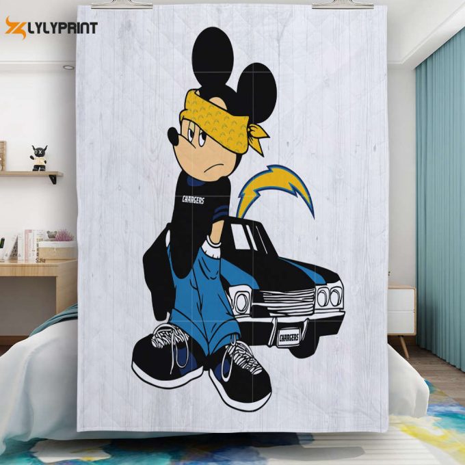 Los Angeles Chargers Mickey V48 Gift For Fan 3D Full Printing Quilt Home Decor 2024 Gifts Home Decor 2024 Gifts 1