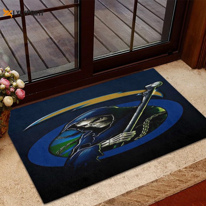 Los Angeles Chargers Skull Home Decor 2024 Foldable Doormat Indoor Outdoor Welcome Mat Home Decor 1