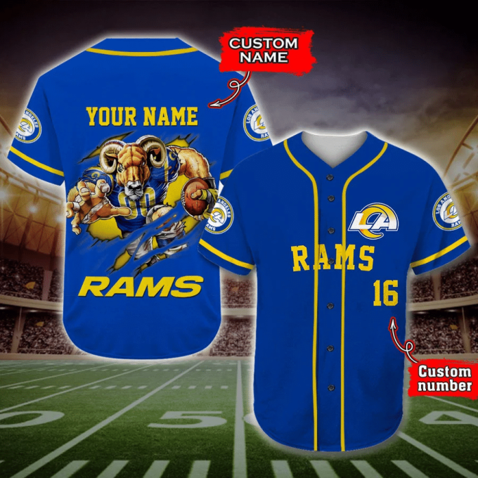 Los Angeles Rams Personalized Baseball Jersey 2