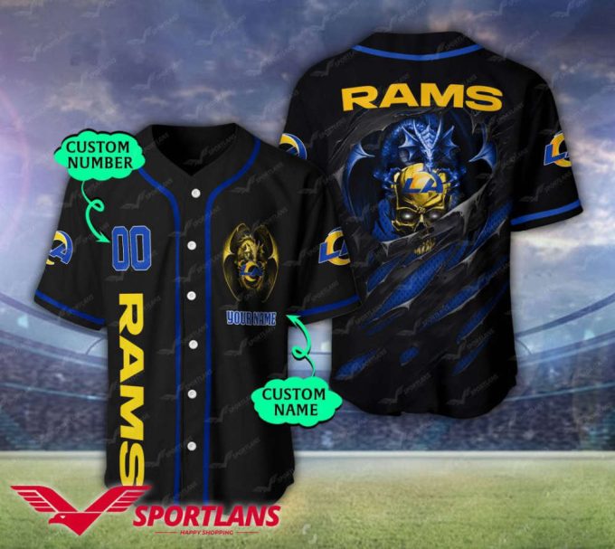 Los Angeles Rams Personalized Baseball Jersey 2