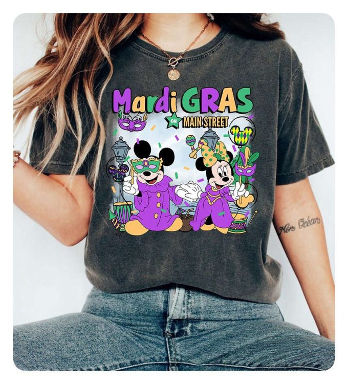 Mardi Gras 2024 Mickey Minnie Disneyland Shirt: Celebrate Fat Tuesday On Main Street!