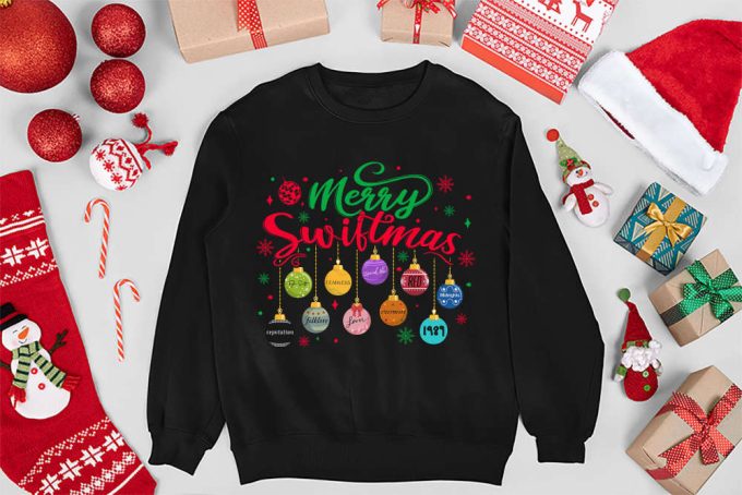 Merry Swiftmas Sweashirt, The Eras Tour Christmas Shirt, Swift 1989 Xmas Hoodie, Taylors Version Christmas Shirt Gift For Swifties 3