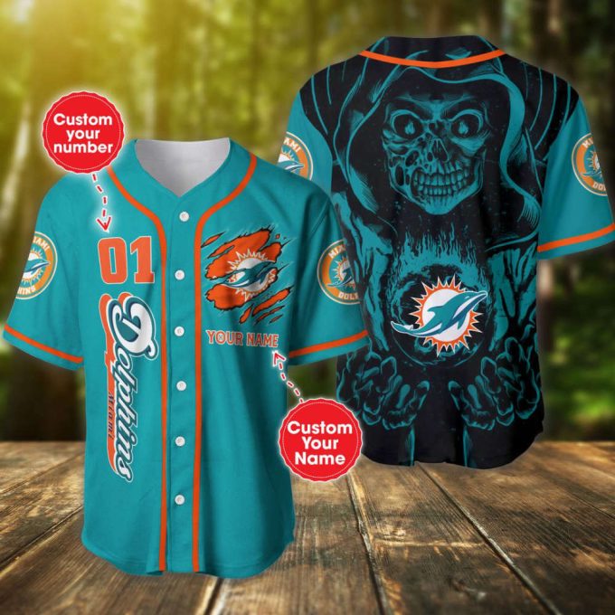 Miami Dolphins Baseball Jersey Custom Name And Number 2