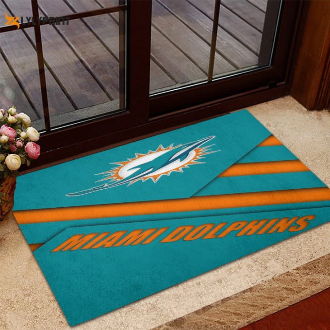 Miami Dolphins Logo Pattern 1 Foldable Doormat Indoor Outdoor Welcome Mat Home Decor 1