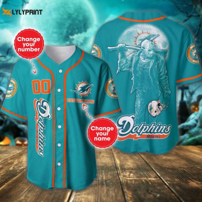 Miami Dolphins Personalized Baseball Jersey Fan Gifts 1