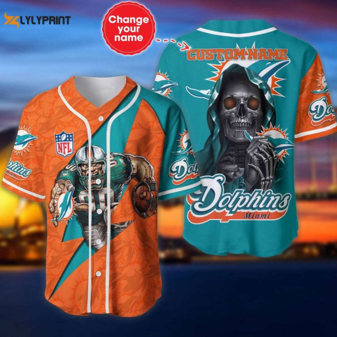 Miami Dolphins Personalized Baseball Jersey Fan Gifts 1