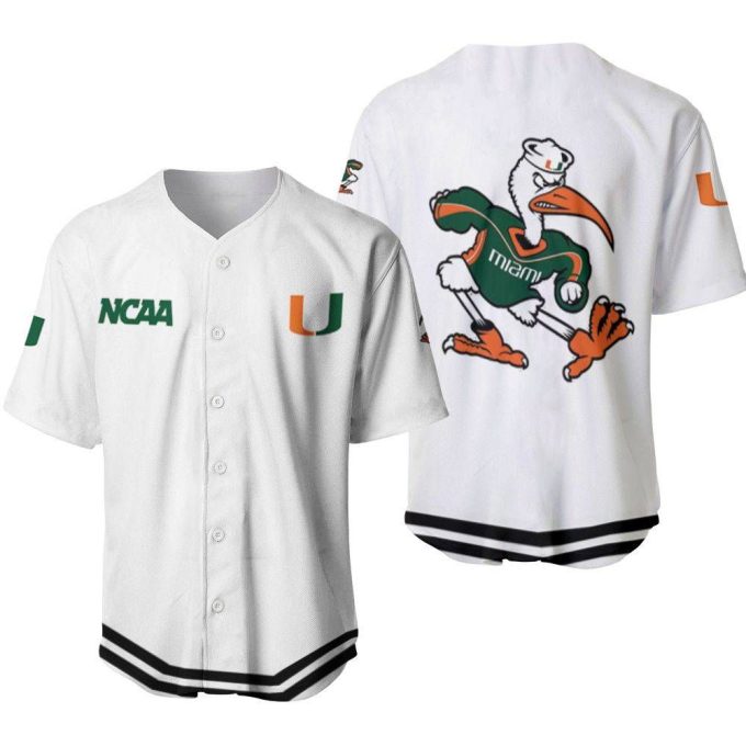 Miami Hurricanes Classic White With Mascot Gift For Miami Hurricanes Fans Baseball Jersey Gifts For Fans 2