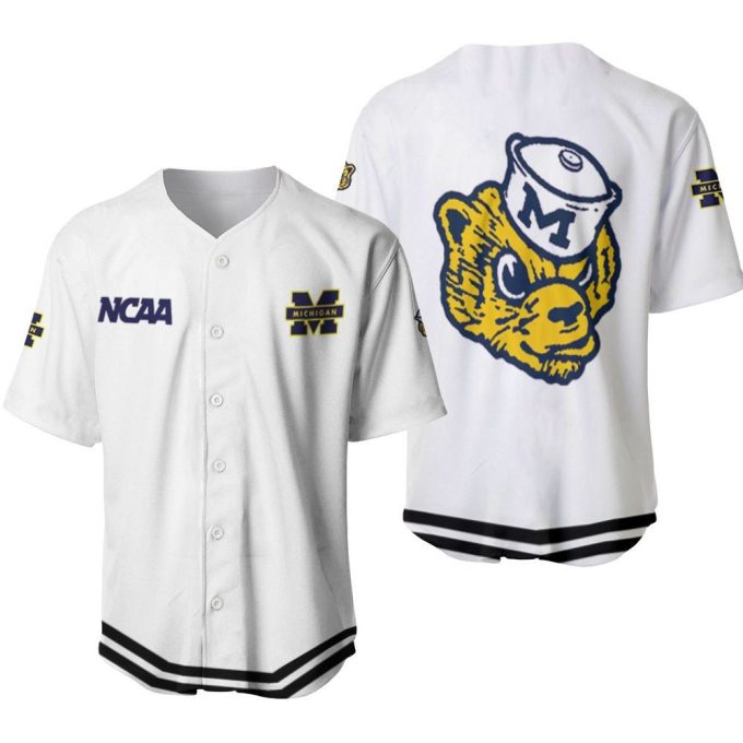 Michigan Wolverines Classic White With Mascot Gift For Michigan Wolverines Fans Baseball Jersey Gifts For Fans 2