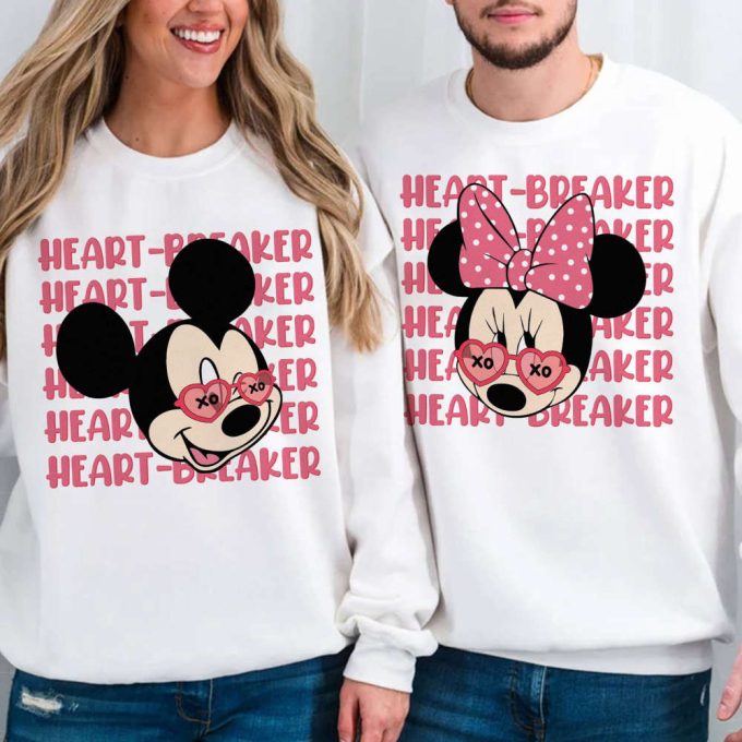 Mickey Minnie Couple Valentine Shirt: Heart Breaker Design For Disneyland Family Trip Perfect Valentines Gift! 2