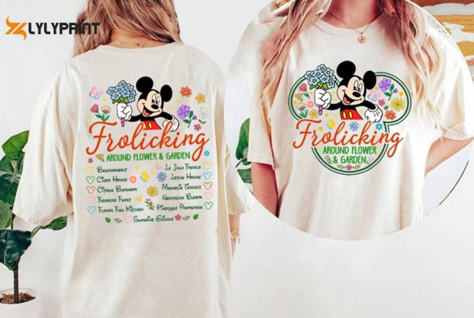 Disney World Epcot Tour Shirt: Mickey Orange Bird Flower &Amp;Amp; Garden - Perfect For Family Trips! 1