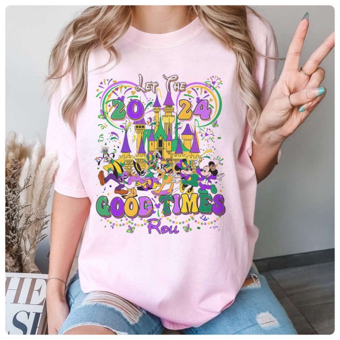 Mickey &Amp; Friends Disneyland Mardi Gras 2024 Shirt - Let The Good Times Roll! Disneyland Wdw Mardi Gras Carnival Fat Tuesday Shirt 4