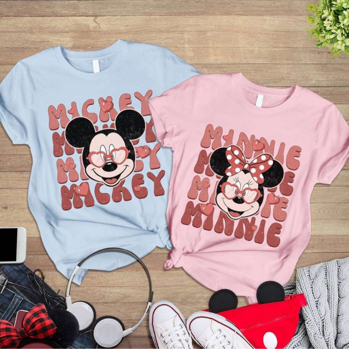 Retro Disneyland Couple Shirts: Mickey Minnie Valentines Gift 3
