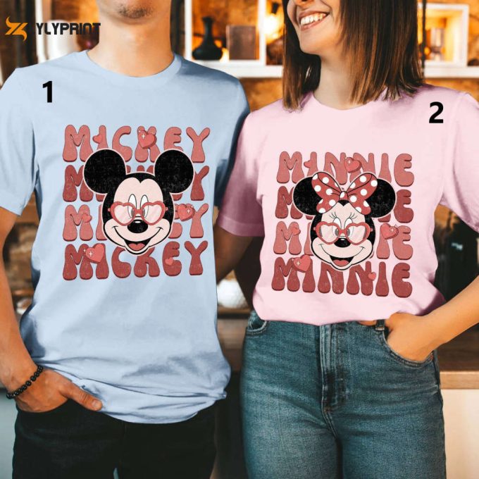 Retro Disneyland Couple Shirts: Mickey Minnie Valentines Gift 1