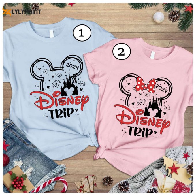 Mickey Minnie Disneyland Trip 2024 Shirt: Valentine Couple Wdw Disneyworld Family Girl Trip Matching 1