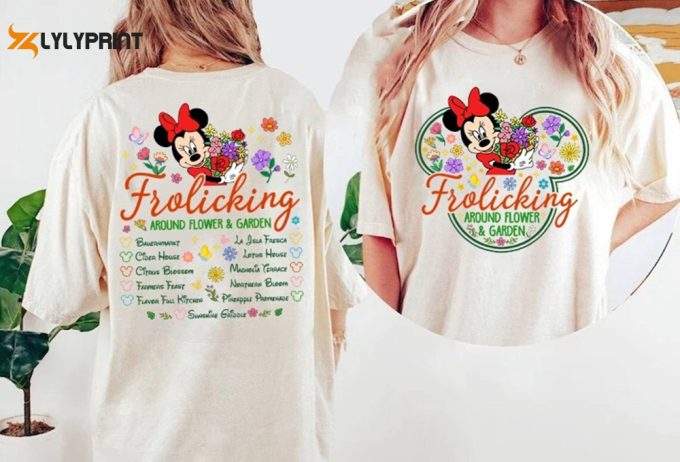 Epcot World Tour Shirt: Mickey Minnie Orange Bird Flower &Amp;Amp; Garden Walt Disneyworld Family Trip Tee 1