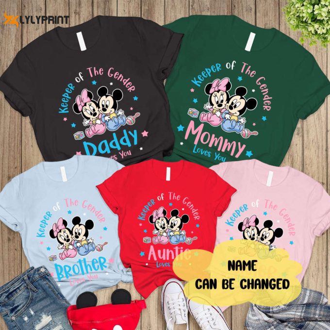 Mickey Minnie Gender Reveal Shirt Pregnancy Announcement Tee Boy Or Girl Baby Keeper Family Gender Shirt 1