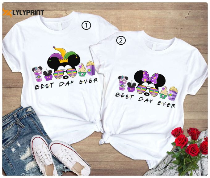 Mickey Minnie Mardi Gras 2024 Shirt: Best Day At Disneyland! Fat Tuesday &Amp;Amp; Wdw Disneyworld 1