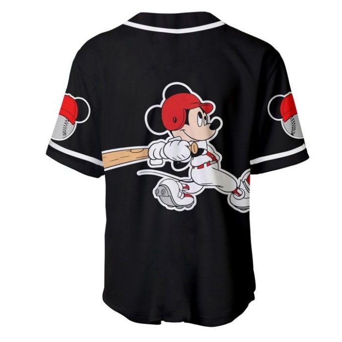 Mickey Mouse Red Black Cute Disney Cartoons Graphics Unisex Casual Outfits Custom Baseball Jersey Gifts For Fans 4