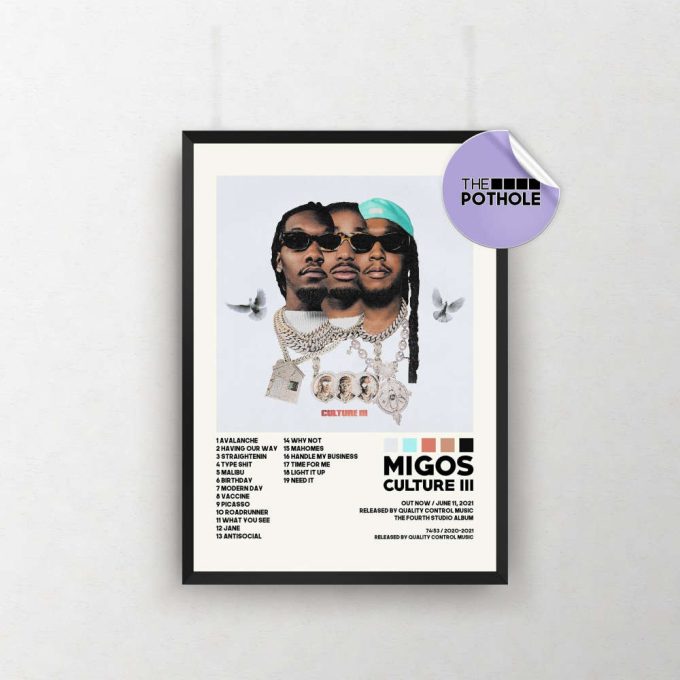 Migos Poster / Culture Iii Poster / Album Cover Poster Poster Print Wall Art, Poster, Home Decor, Migos, Culture, Takeoff Poster 2