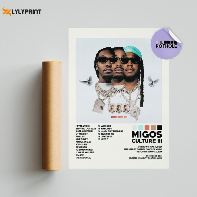 Migos Poster / Culture Iii Poster / Album Cover Poster Poster Print Wall Art, Poster, Home Decor, Migos, Culture, Takeoff Poster 1