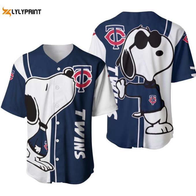 Minnesota Twins Snoopy Lover Printed Baseball Jersey Gifts For Fans 1