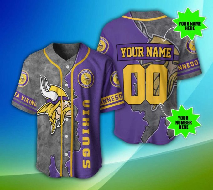 Minnesota Vikings Personalized Baseball Jersey Fan Gifts 2