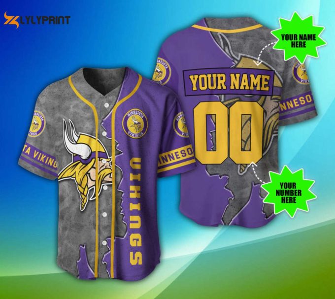 Minnesota Vikings Personalized Baseball Jersey Fan Gifts 1