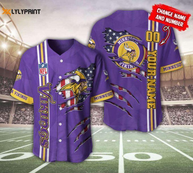 Minnesota Vikings Personalized Baseball Jersey Fan Gifts 1