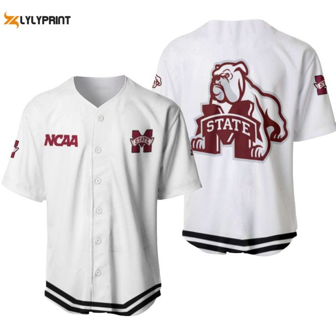 Mississippi State Bulldogs Classic White With Mascot Gift For Mississippi State Bulldogs Fans Baseball Jersey Gifts For Fans 1
