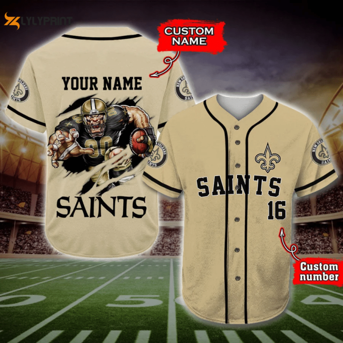 New Orleans Saints Personalized Baseball Jersey 1