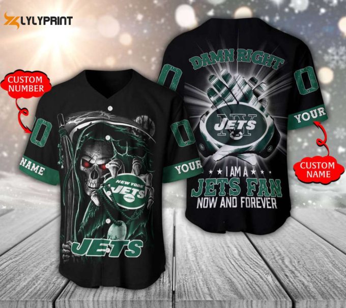 New York Jets Baseball Jersey Personalized Skull Damn Right Gift For Men Women 1