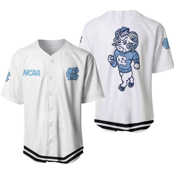 North Carolina Tar Heels Classic White With Mascot Gift For North Carolina Tar Heels Fans Baseball Jersey Gifts For Fans 2