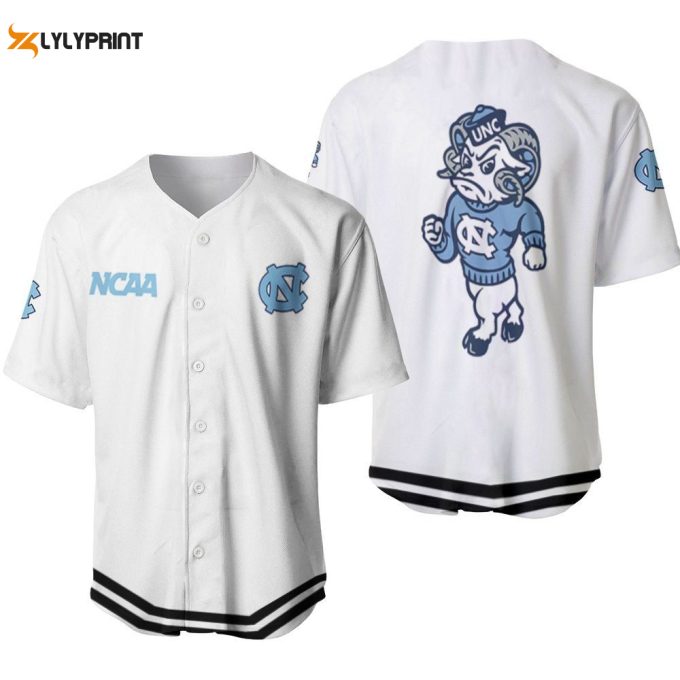 North Carolina Tar Heels Classic White With Mascot Gift For North Carolina Tar Heels Fans Baseball Jersey Gifts For Fans 1