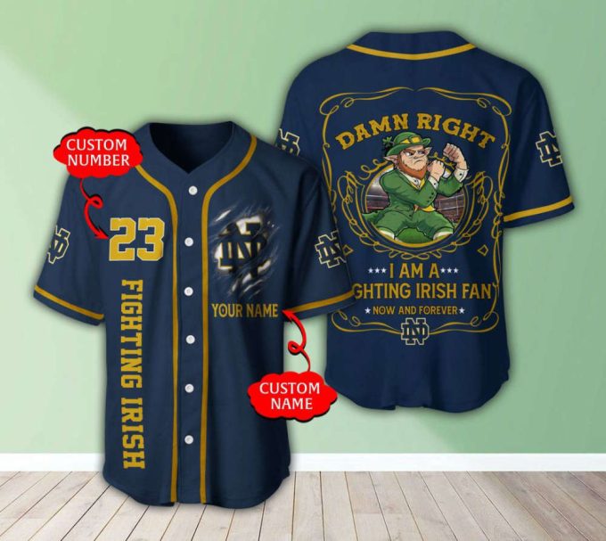 Notre Dame Fighting Irish Personalized Baseball Jersey 2