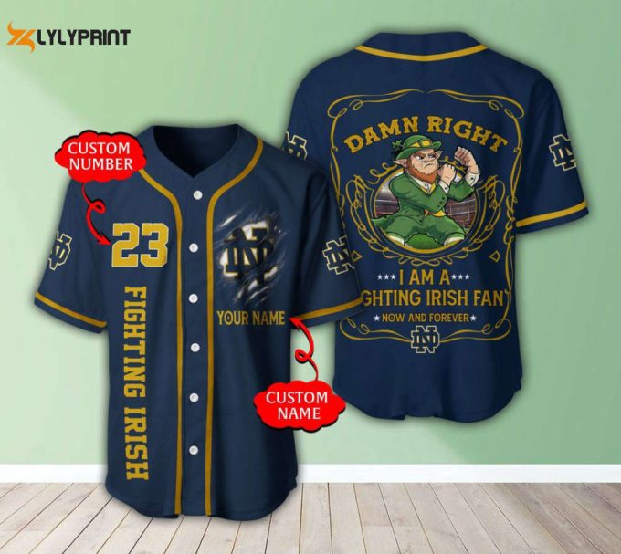 Notre Dame Fighting Irish Personalized Baseball Jersey 1