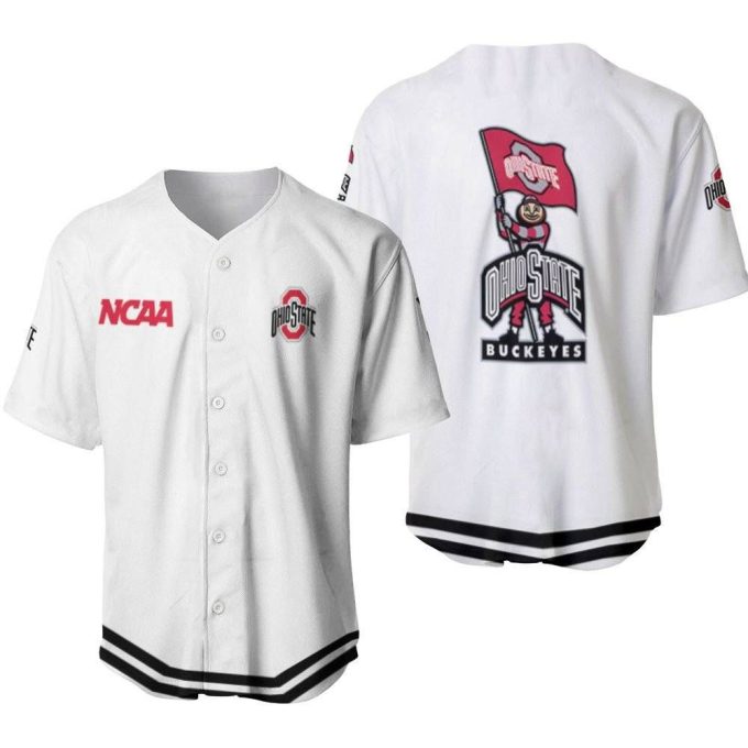 Ohio State Buckeyes Classic White With Mascot Gift For Ohio State Buckeyes Fans Baseball Jersey Gifts For Fans 2