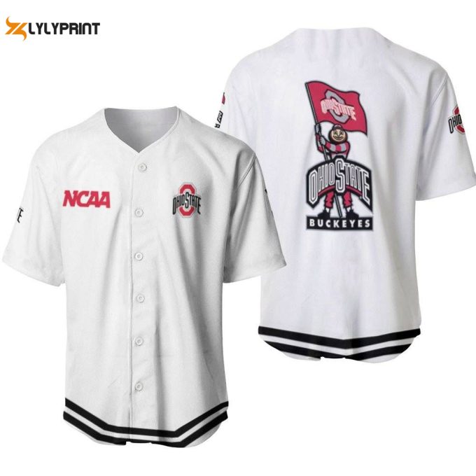 Ohio State Buckeyes Classic White With Mascot Gift For Ohio State Buckeyes Fans Baseball Jersey Gifts For Fans 1