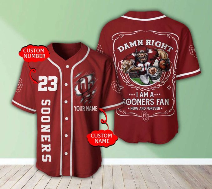 Oklahoma Sooners Personalized Baseball Jersey Fan Gifts 2