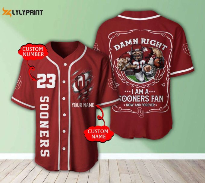 Oklahoma Sooners Personalized Baseball Jersey Fan Gifts 1