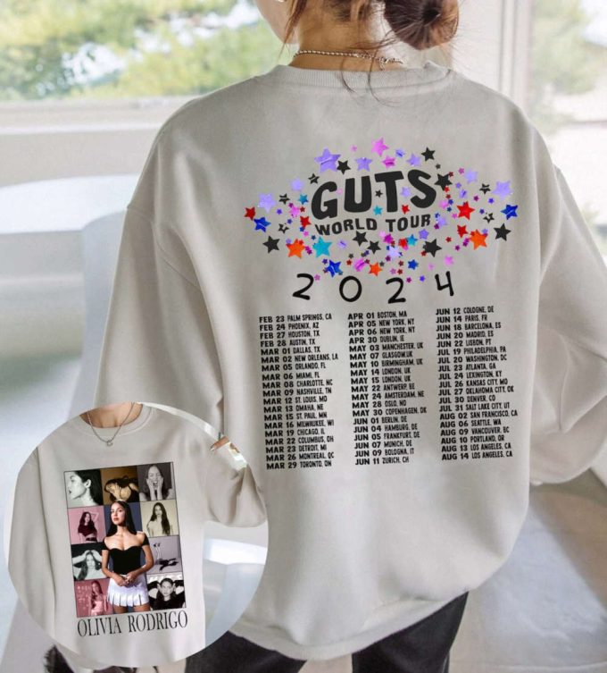 Olivia Guts Tour 2024 Shirt, Olivia Rodrigo Guts Sweatshirt, Olivia Track List Aesthetic Merch, Olivia New Album Guts Hoodie 3