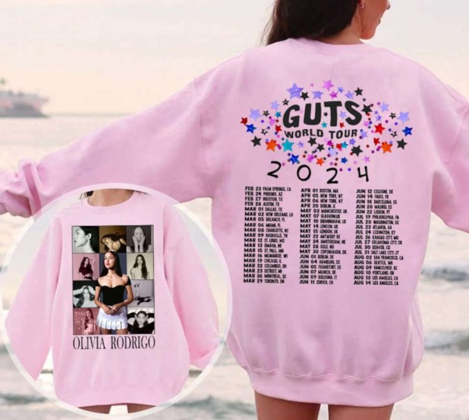 Olivia Guts Tour 2024 Shirt, Olivia Rodrigo Guts Sweatshirt, Olivia Track List Aesthetic Merch, Olivia New Album Guts Hoodie 4