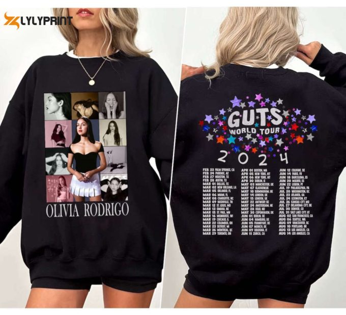 Olivia Guts Tour 2024 Shirt, Olivia Rodrigo Guts Sweatshirt, Olivia Track List Aesthetic Merch, Olivia New Album Guts Hoodie 1