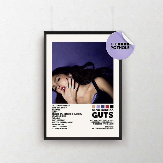 Olivia Rodrigo Posters / Guts Poster / Album Cover Poster, Poster Print Wall Art, Custom Poster, Olivia Rodrigo Sour, Guts 2