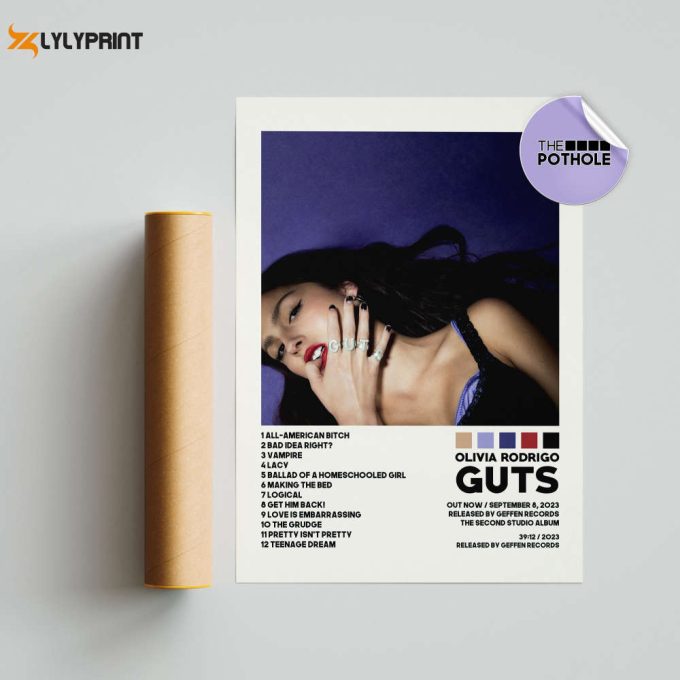 Olivia Rodrigo Posters / Guts Poster / Album Cover Poster, Poster Print Wall Art, Custom Poster, Olivia Rodrigo Sour, Guts 1