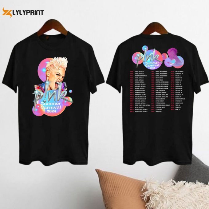 P!Nk Pink Tour 2024 Graphic T-Shirt, P!Nk Pink Singer Shirt, P!Nk 2024 Concert Merch, Summer Carnival 2024 Pink Tee, Pink Fan Gift Shirt 1