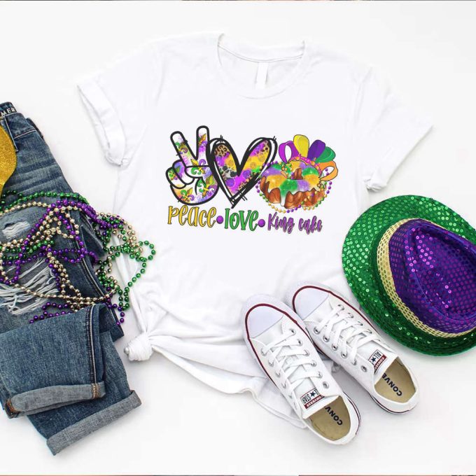 Peace Love King Cake Mardi Gras Shirt, Mardi Gras Shirt, Peace Shirt, Mardi Gras Tee, For Men Women 4